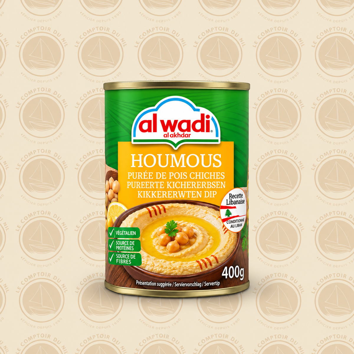 Al Wadi – Houmous 400g | Purée de Pois Chiches Libanaise Authentique ALWADI