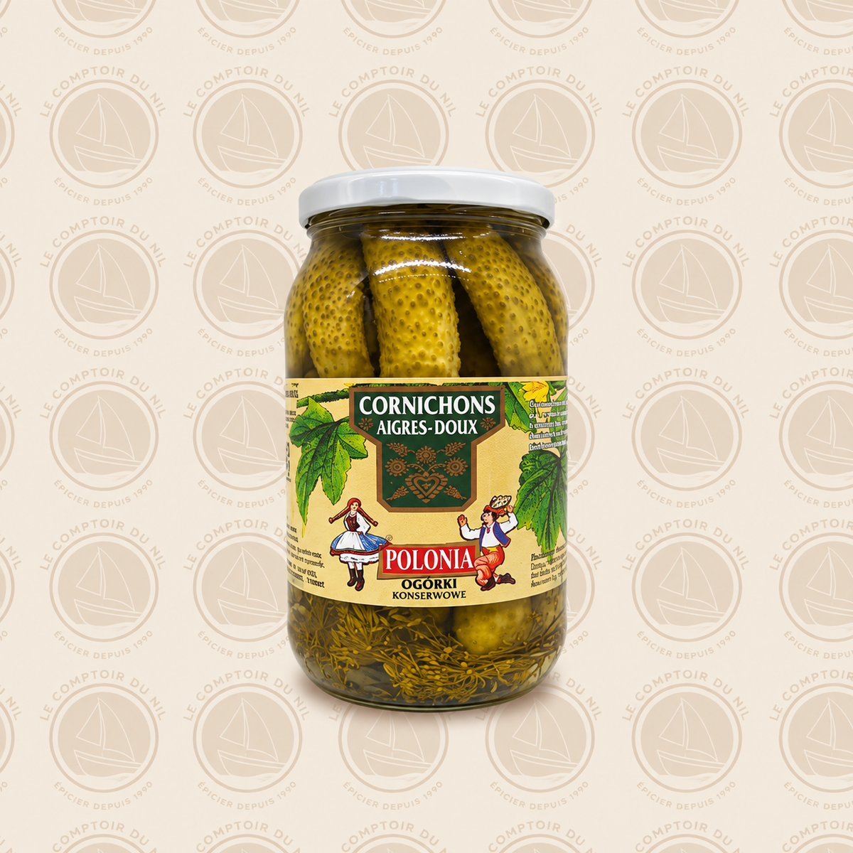 Cornichons Polonia 860g – Aigres-Doux & au Sel, Saveur Traditionnelle Polonaise POLONIA