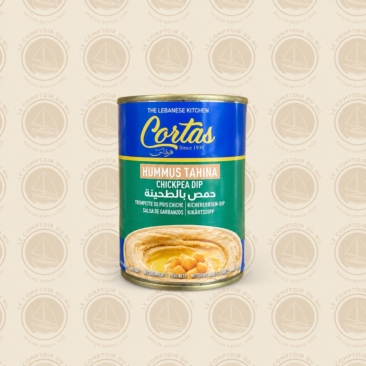 Cortas – Hummus Tahina 400 g | Purée de Pois Chiches Libanaise Authentique Le comptoir du Nil : produits orientaux en ligne