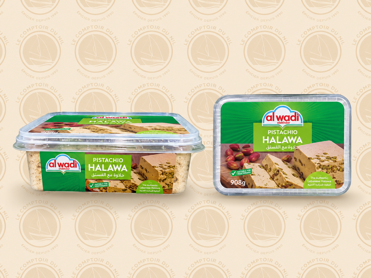 Halawa Pistache Al Wadi 908 g – Délice Libanais Authentique | Épicerie Orientale Le comptoir du Nil : produits orientaux en ligne