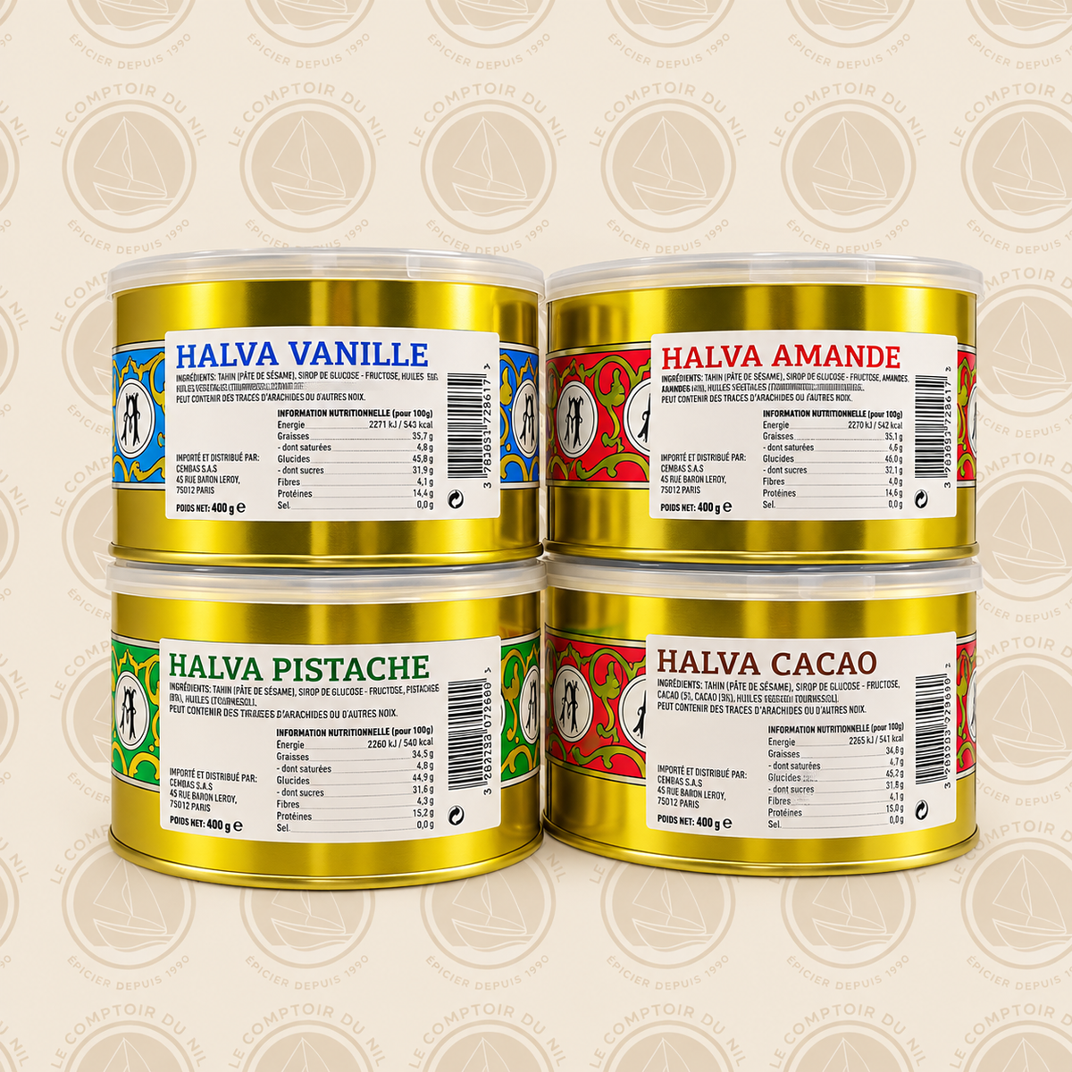 Halva Le Lion – pâte de sésame grecque 400 g | Pistache, Vanille, Amande, Cacao Le comptoir du Nil : produits orientaux en ligne