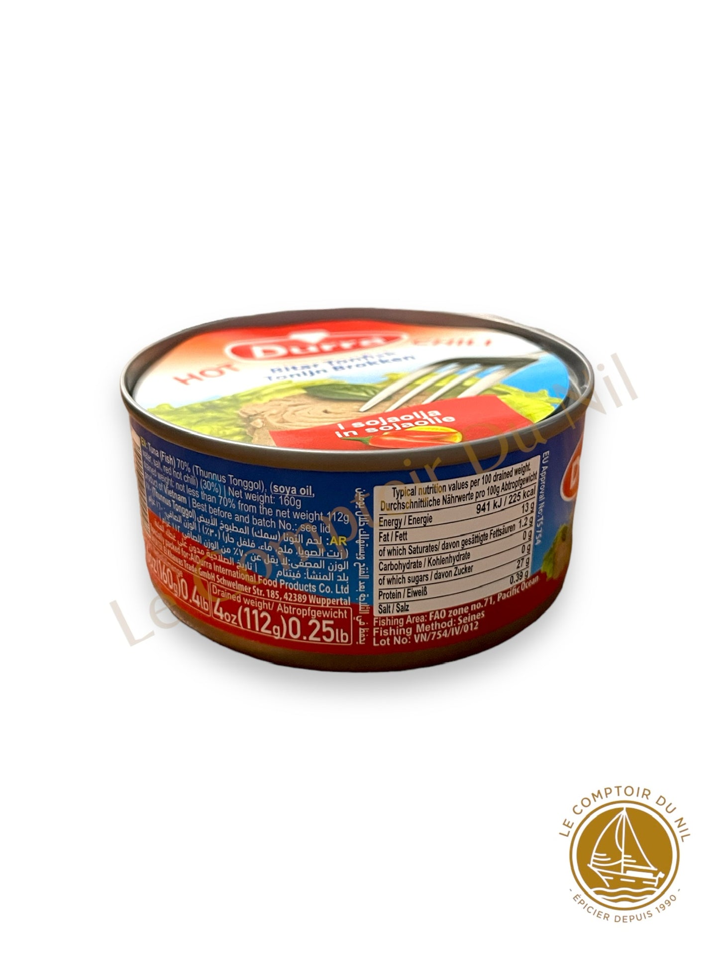 Thon en Morceaux au Piment à l’Huile de Soja Durra 160 g – Goût Épicé et Riche en Protéines