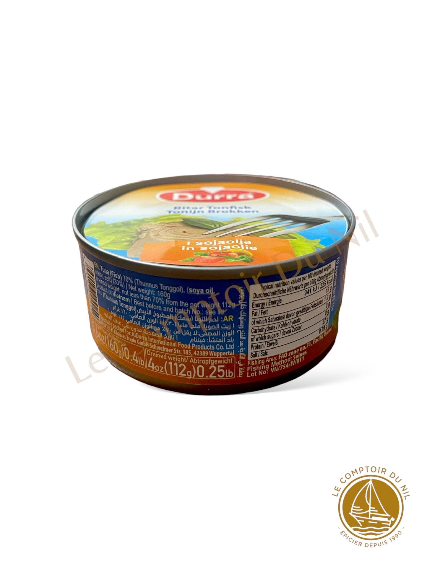 Thon en Morceaux à l’Huile de Soja Durra 160 g – Saveur Authentique et Riche en Protéines