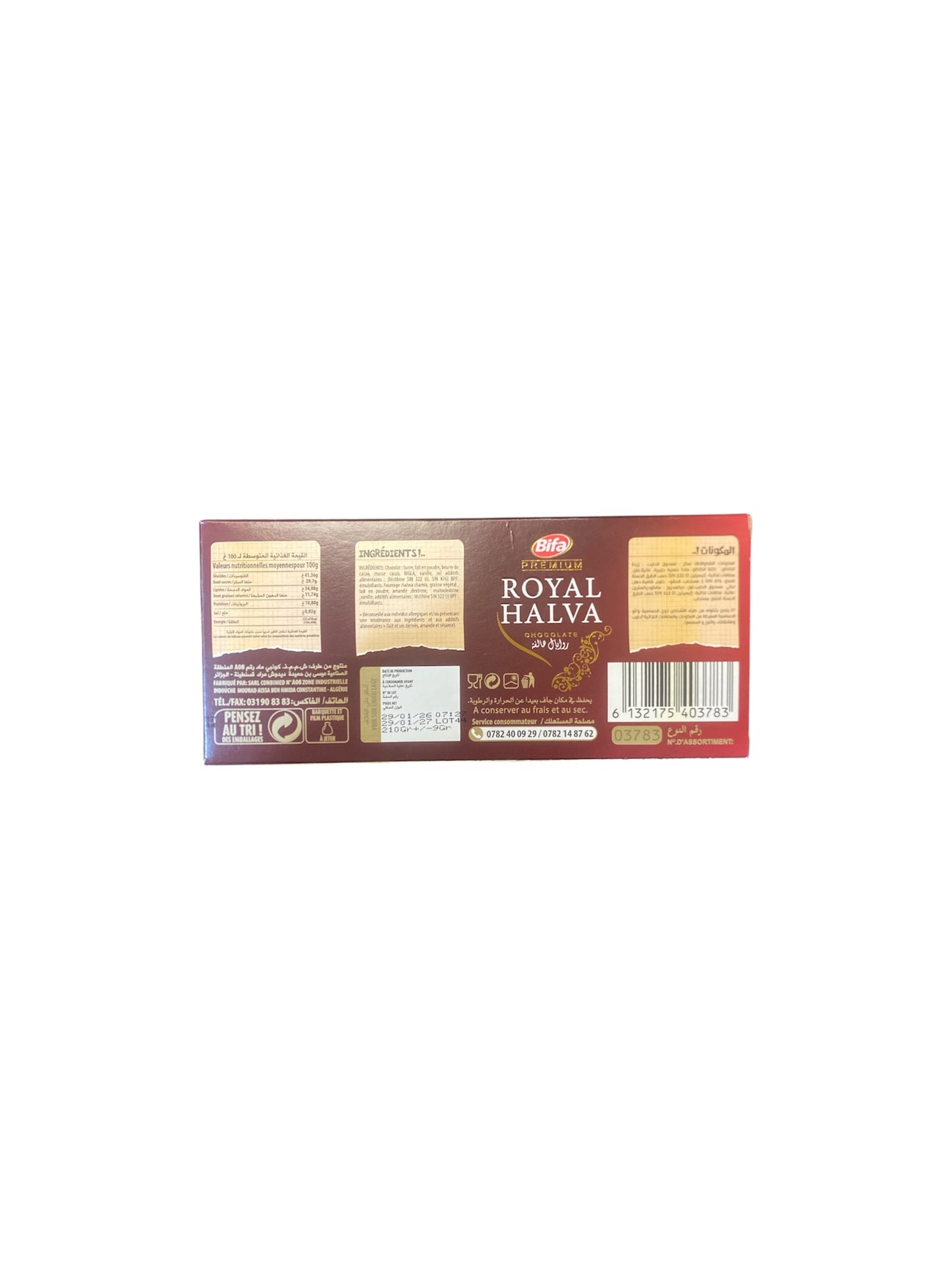 Chocolat Bifa Royal Halva Chamia & Amandes – Tablette gourmande orientale premium