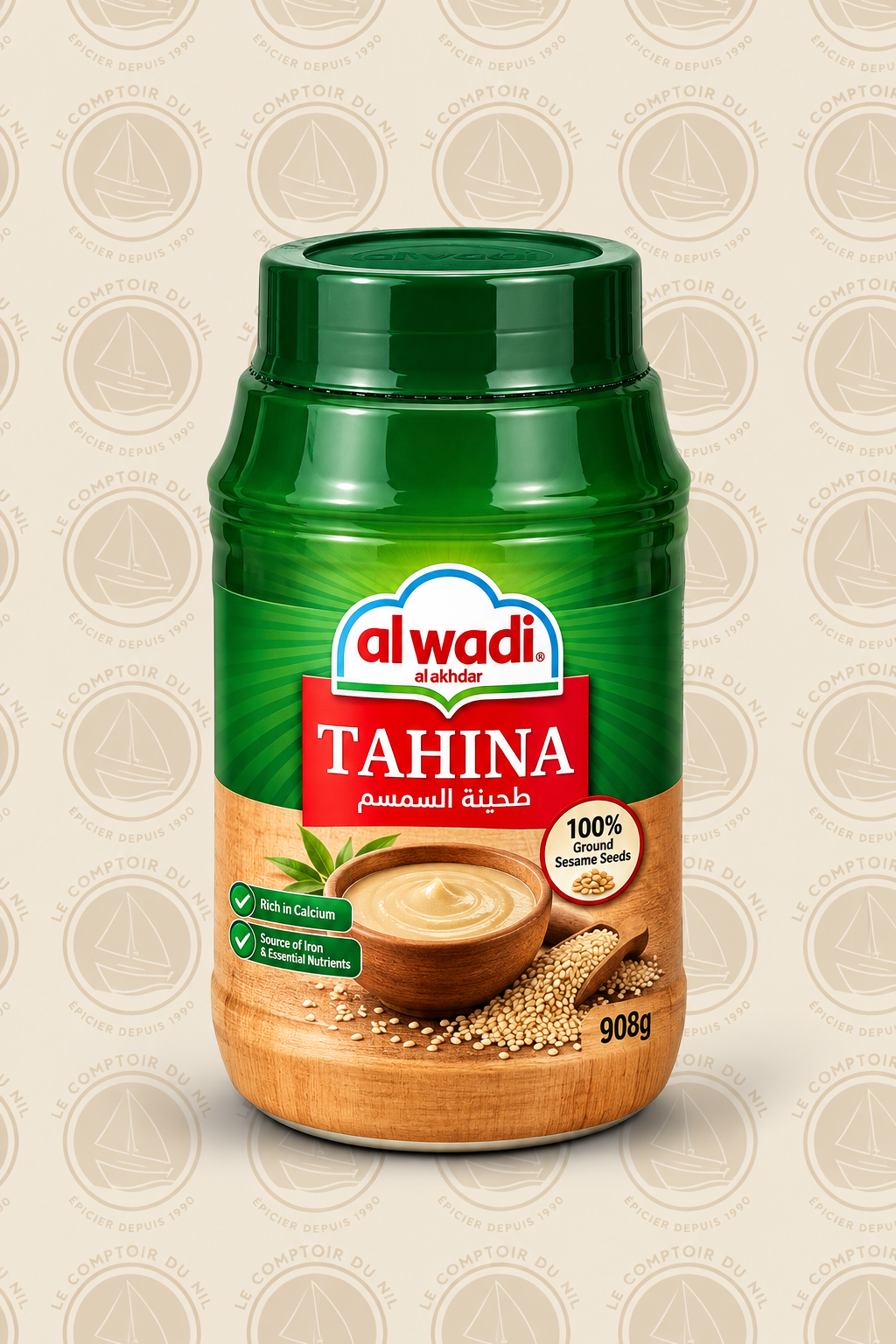 Tahina Al Wadi – Crème de Sésame Naturelle Libanaise | Goût Authentique et Texture Lisse – 454 g / 908 g ALWADI