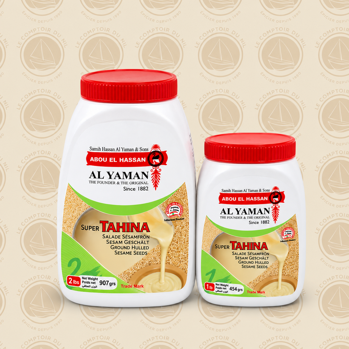 Tahina Al Yaman Abou El Hassan – Crème de Sésame Naturelle | Goût Authentique du Liban – 454 g / 907 g Le comptoir du Nil : produits orientaux en ligne