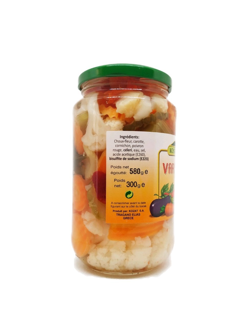 Légumes Marinés Kostopoulos Variantes 580g – Mélange Méditerranéen Croquant et Savoureux