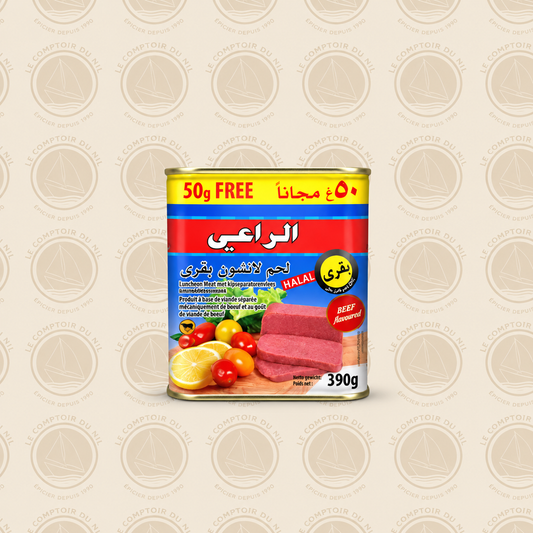 Al-Raii Viande Halal Goût Bœuf 390g – Luncheon Meat Pratique Le comptoir du Nil : produits orientaux en ligne