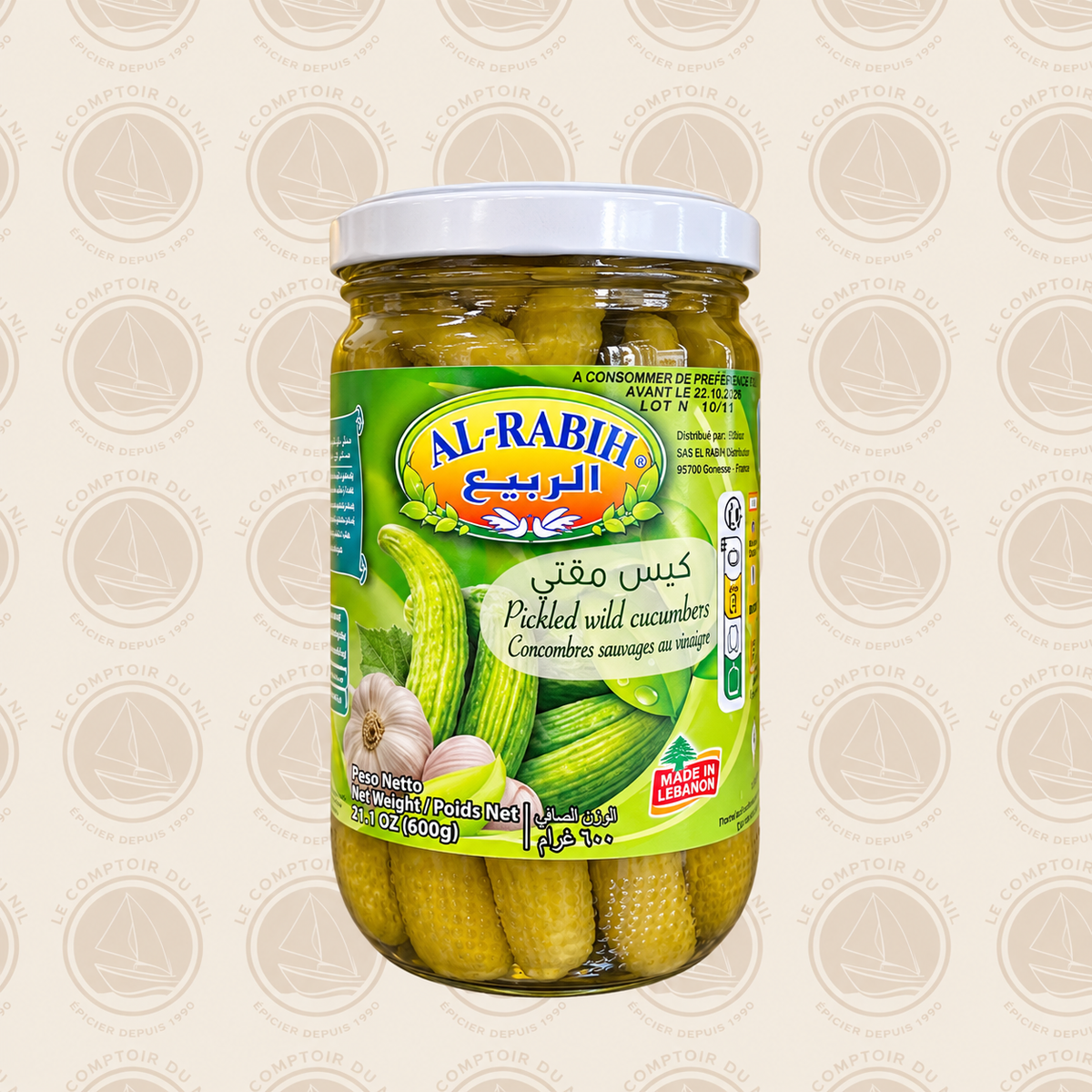 Al Rabih – Cornichons Sauvages Marinés Libanais 600g | Pickles Croquants et Aromatiques Le comptoir du Nil : produits orientaux en ligne