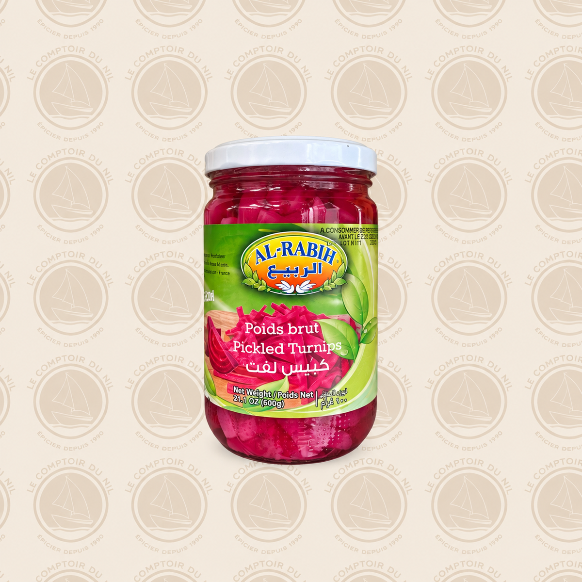 Al Rabih – Navets Marinés Libanais Rosés 600g | Pickles Croquants et Aigres-Doux Le comptoir du Nil : produits orientaux en ligne