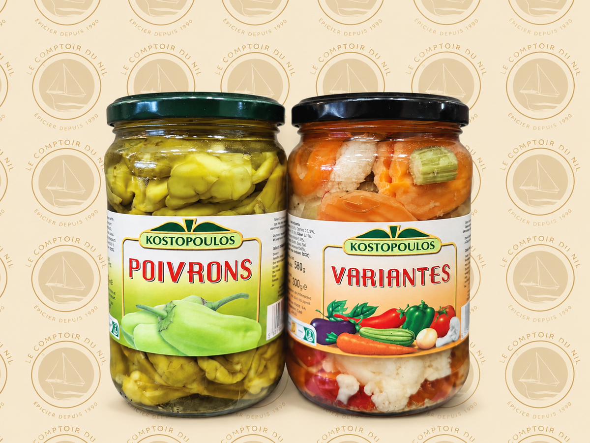 Poivrons & Variantes Marinés KOSTOPOULOS – Spécialités Méditerranéennes Le comptoir du Nil : produits orientaux en ligne