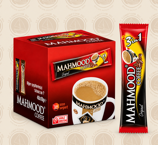 Café Mahmood Original 3 en 1 – Café Turc Instantané Crémeux et Équilibré | Boîte 24x18g Le comptoir du Nil : produits orientaux en ligne