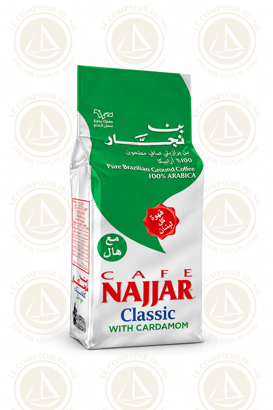 Café Najjar Classic avec Cardamome – Café Libanais 100% Arabica | Goût Oriental Authentique – 200g Le comptoir du Nil : produits orientaux en ligne
