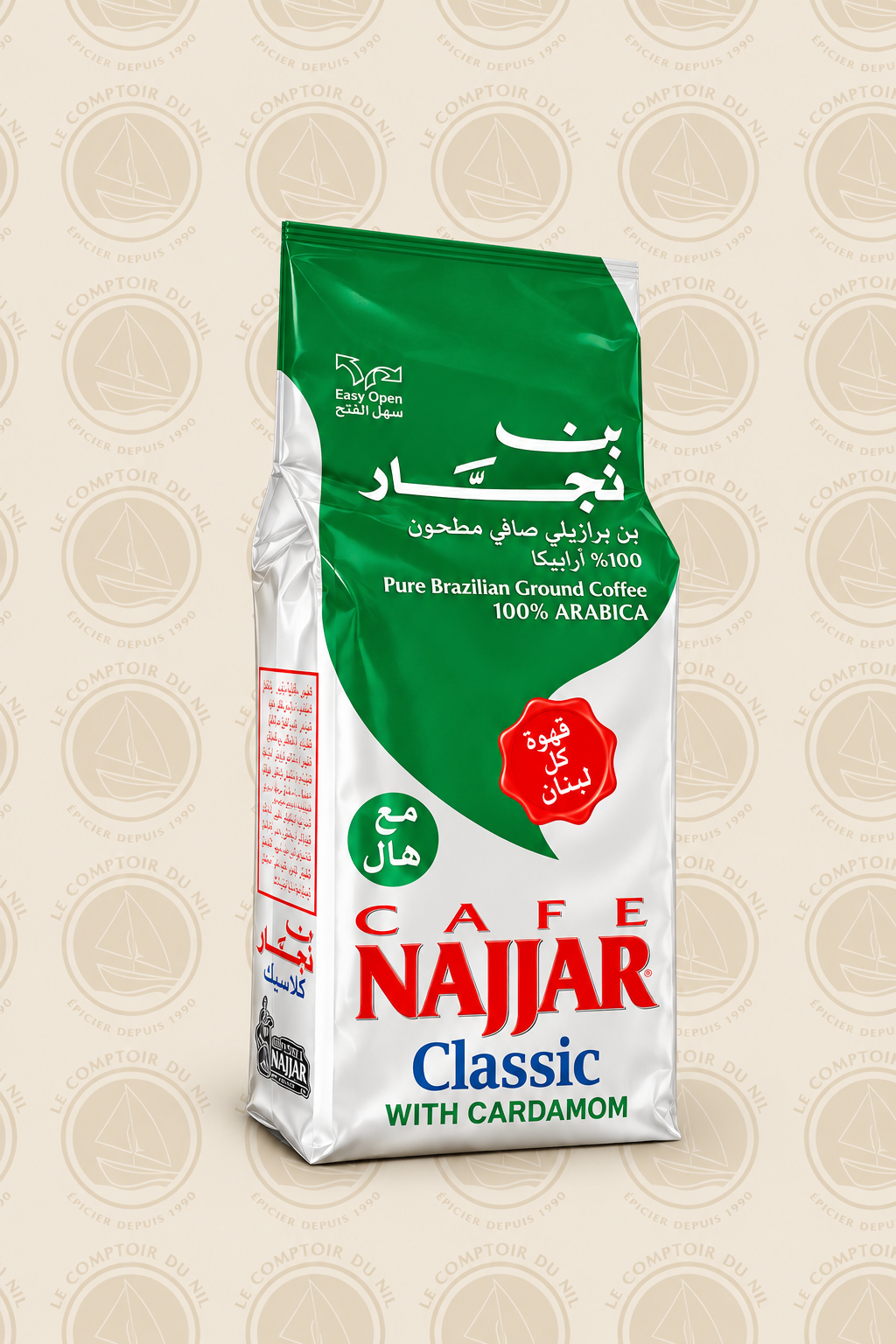 Café Najjar Classic avec Cardamome – Café Libanais 100% Arabica | Goût Oriental Authentique – 200g Le comptoir du Nil : produits orientaux en ligne