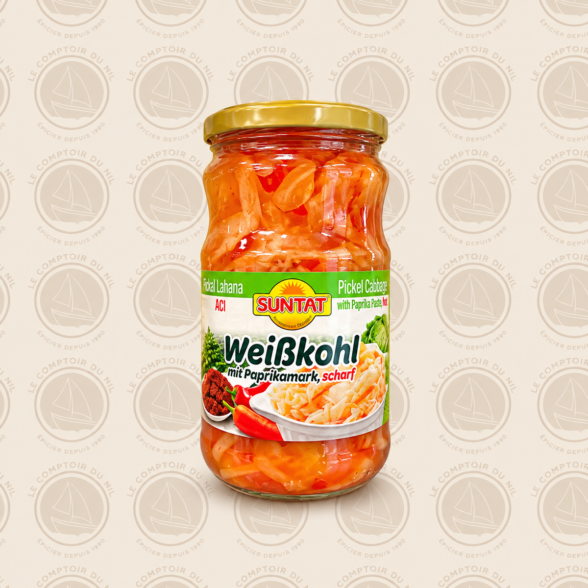 Chou Blanc Mariné au Paprika Épicé Suntat 620g – Saveur Piquante et Authentique Le comptoir du Nil : produits orientaux en ligne