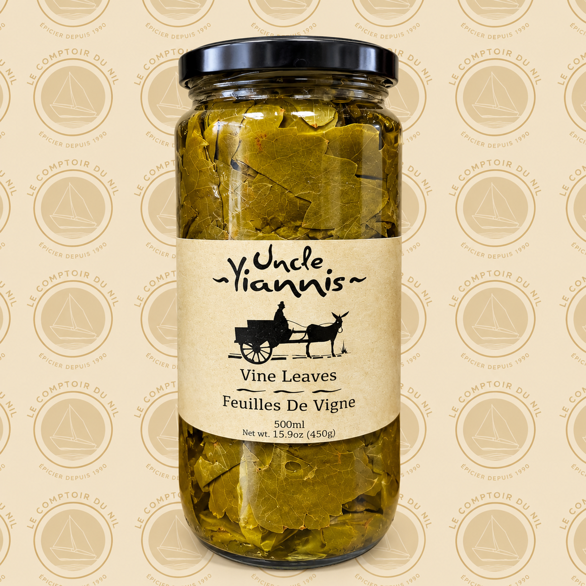 Feuilles de Vigne Uncle Yiannis 500 ml – 450 g | Dolmas Le comptoir du Nil : produits orientaux en ligne