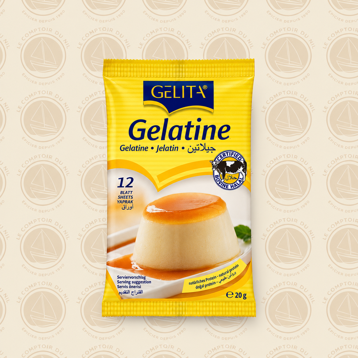 Gélatine en Feuilles Halal Gelita 12 Feuilles – 20g GELITA