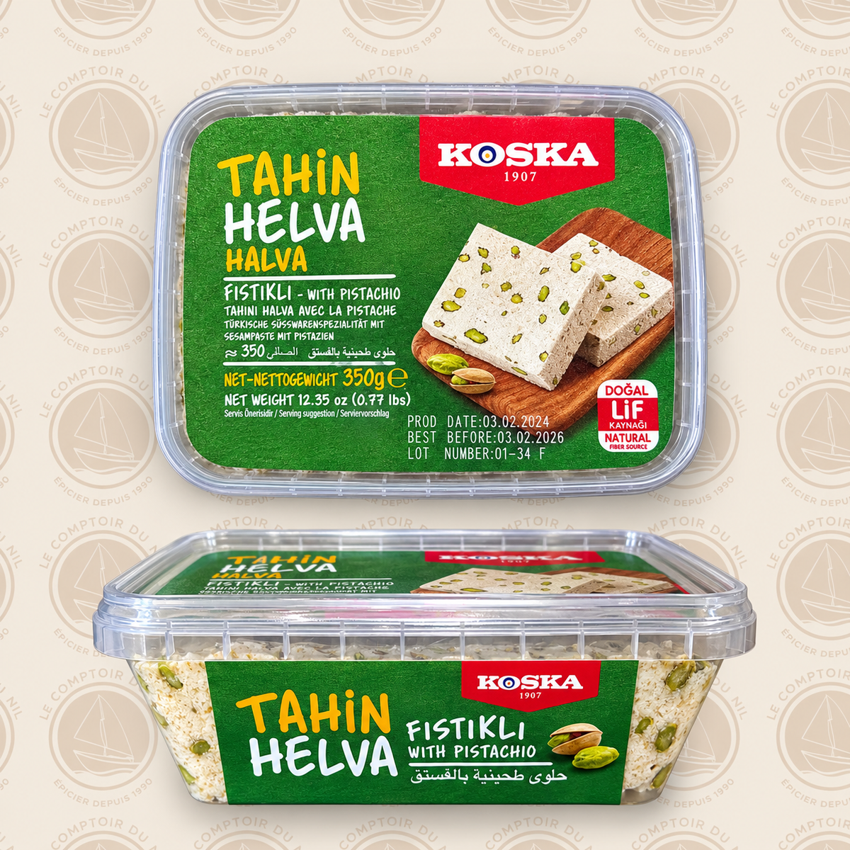 Halva à la pistache KOSKA – Tahin Helva Fıstıklı | Dessert turc au sésame et pistache KOSKA