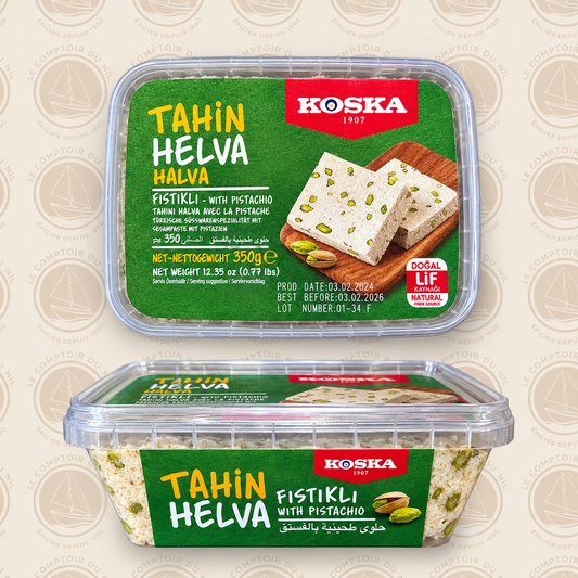 Halva à la pistache KOSKA – Tahin Helva Fıstıklı | Dessert turc au sésame et pistache KOSKA