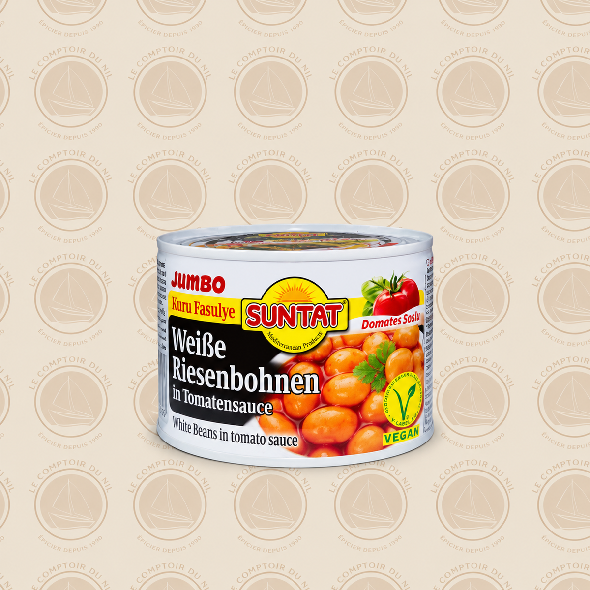 Haricots Blancs Géants en Sauce Tomate – Suntat | Recette Méditerranéenne Vegan | 350 g Le comptoir du Nil : produits orientaux en ligne