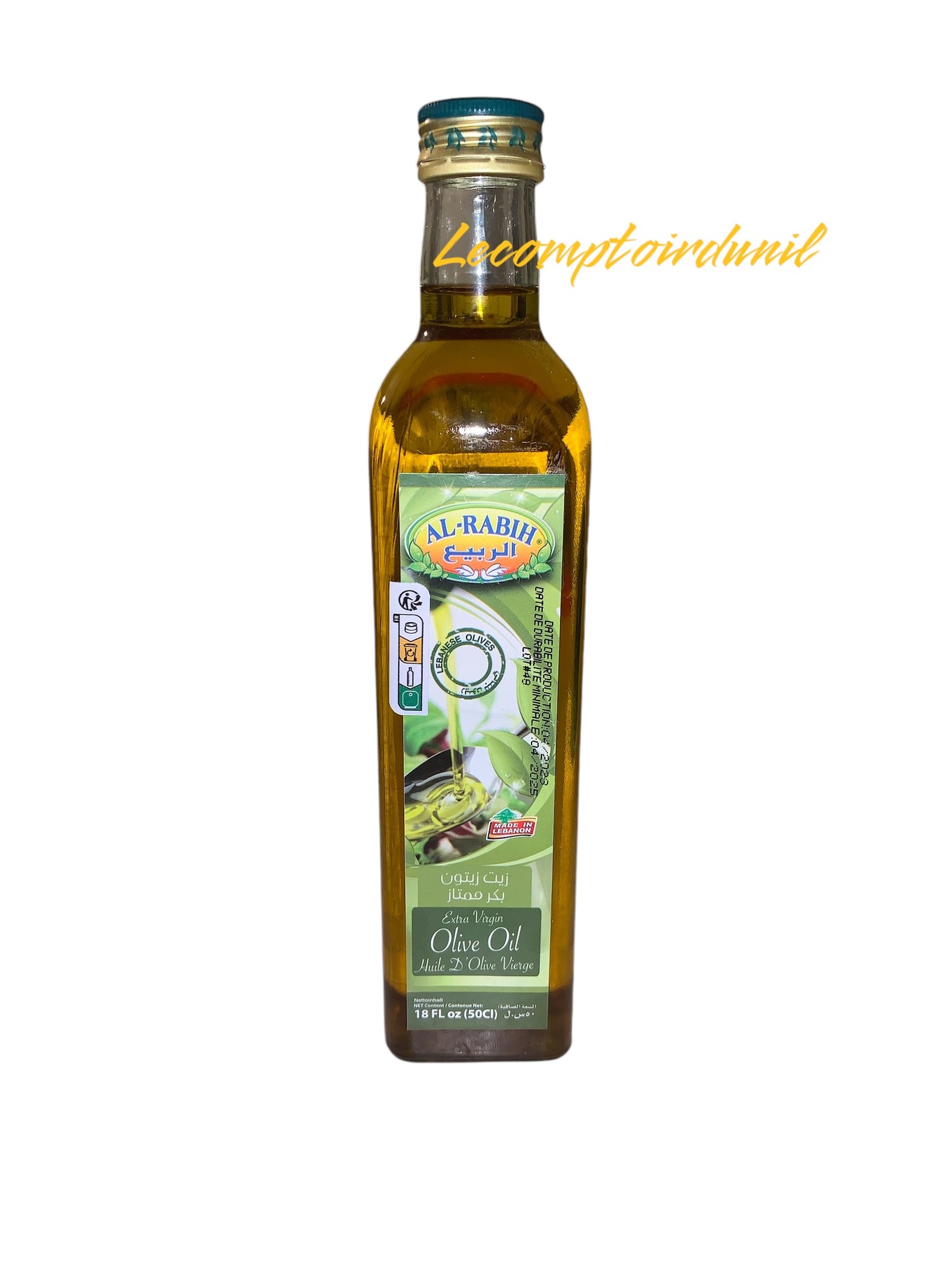 Huile d’Olive Vierge Extra Al Rabih 500ml – Goût Pur et Authentique du Liban
