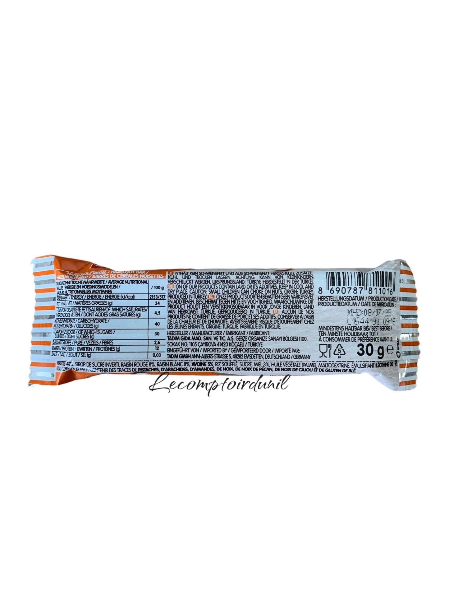 Barre Énergétique Tadımca 35g — Noisette, Pistache, Datte ou Cacahuète