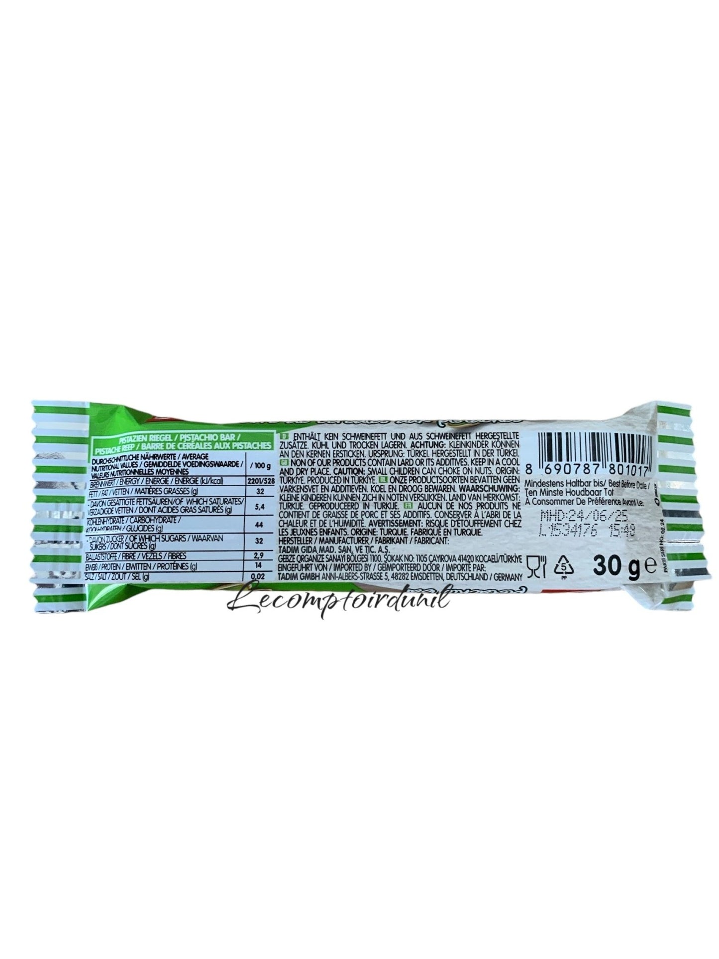 Barre Énergétique Tadımca 35g — Noisette, Pistache, Datte ou Cacahuète