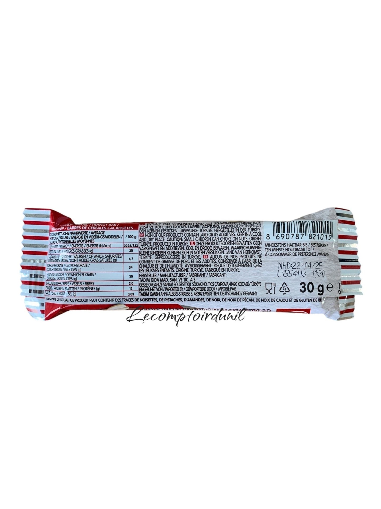 Barre Énergétique Tadımca 35g — Noisette, Pistache, Datte ou Cacahuète