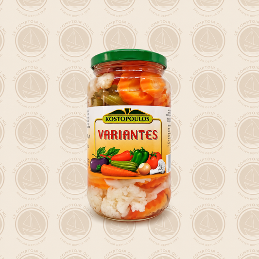 Légumes Marinés Kostopoulos Variantes 580g – Mélange Méditerranéen Croquant et Savoureux KOSTOPOULOS