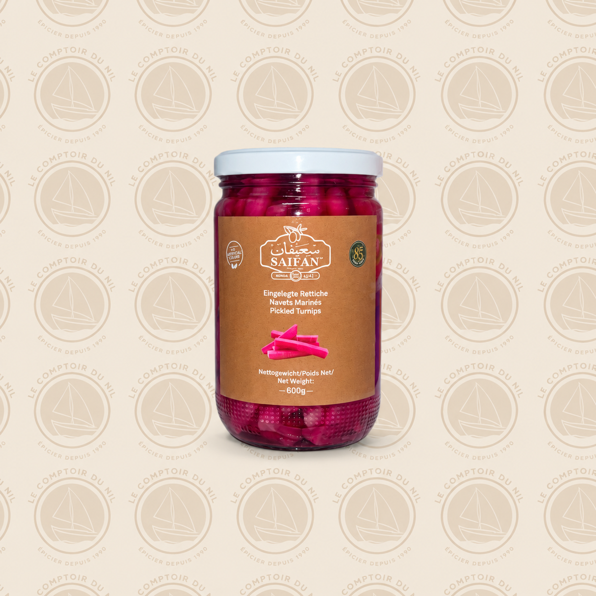 Navets Marinés Libanais Saifan 600g – Couleur Naturelle & Goût Authentique Le comptoir du Nil : produits orientaux en ligne