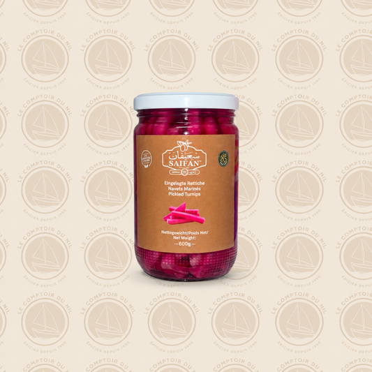 Navets Marinés Libanais Saifan 600g – Couleur Naturelle & Goût Authentique Le comptoir du Nil : produits orientaux en ligne