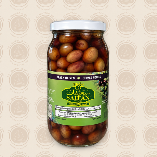 Olives Noires Saifan du Liban 650 g – Olives Entières SAIFAN