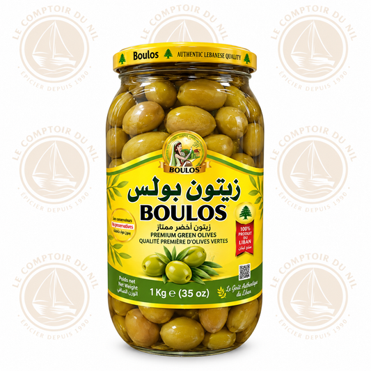 Olives Vertes Boulos 1kg – Olives Libanaises Premium, Croquantes et Authentiques Le comptoir du Nil : produits orientaux en ligne