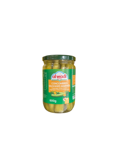 Alwadi - Concombres Sauvages Marinés - Pickles Libanais Authentiques | 600g (350g Égoutté)