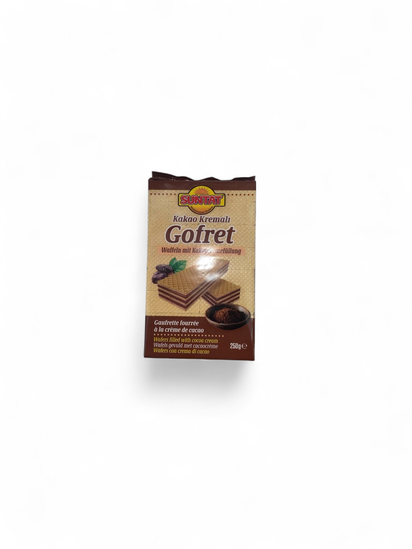 Gaufrettes Suntat 250g – Cacao, Vanille & Fraise | Biscuits Fourrés Halal