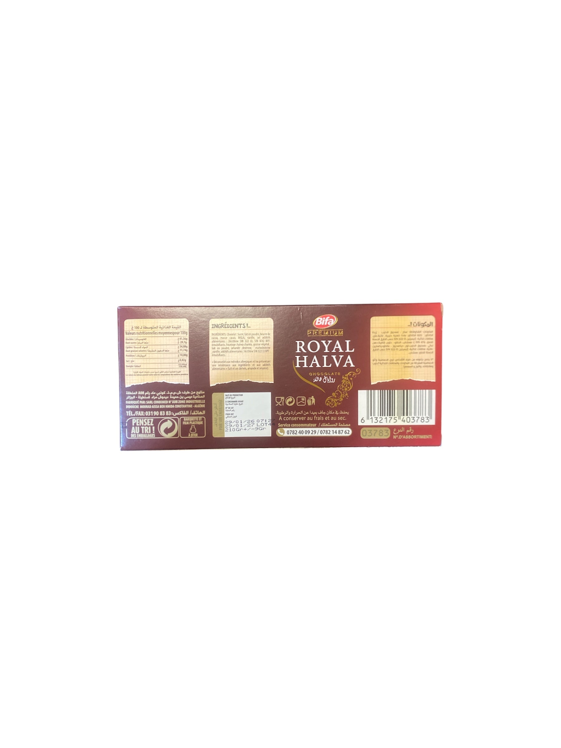 Chocolat Bifa Royal Halva Chamia & Amandes – Tablette gourmande orientale premium
