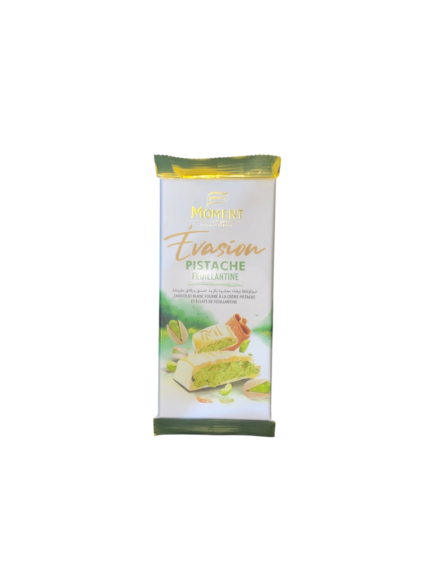 Chocolat Moment Évasion Pistache Feuillantine – Tablette chocolat blanc croustillante
