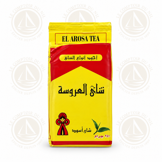 Thé Noir Égyptien El Arosa – Thé Traditionnel du Moyen-Orient | Saveur Intense & Authentique – 250g Le comptoir du Nil : produits orientaux en ligne