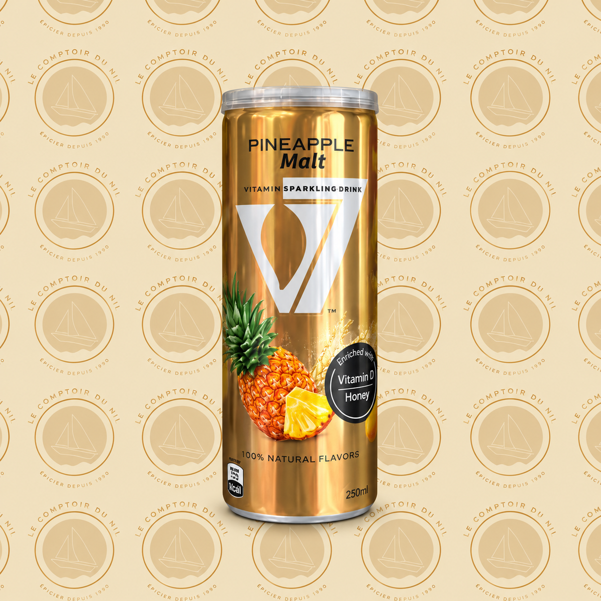 V7 Pineapple Malt 250ml (Pack de 6) – Boisson Égyptienne au Malt et à l’Ananas Le comptoir du Nil : produits orientaux en ligne