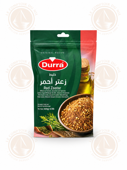 Zaatar Rouge Durra 400g – Mélange Traditionnel de Thym, Blé et Sésame du Moyen-Orient Le comptoir du Nil : produits orientaux en ligne