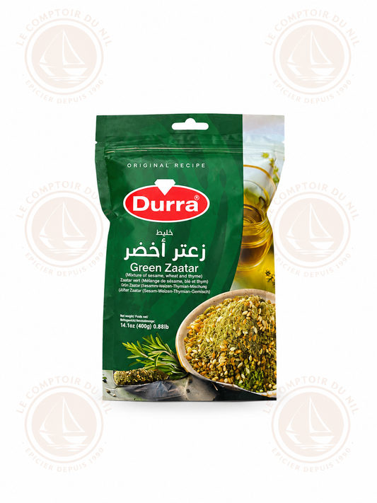 Zaatar Vert Durra 400g – Mélange Authentique de Thym, Sésame et Blé du Moyen-Orient Le comptoir du Nil : produits orientaux en ligne