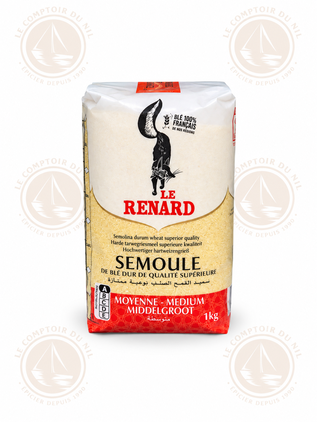 Le Renard - Semoule de Blé dur Extra-Fine, Fine, Moyenne ou Grosse- 1kg Le Renard