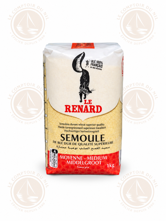 Le Renard - Semoule de Blé dur Extra-Fine, Fine, Moyenne ou Grosse- 1kg Le Renard