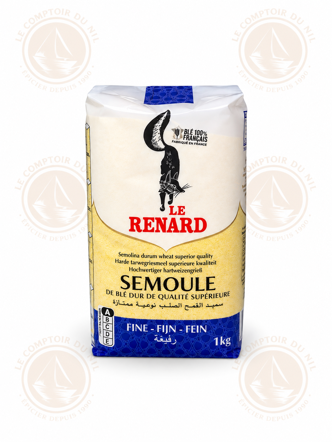 Le Renard - Semoule de Blé dur Extra-Fine, Fine, Moyenne ou Grosse- 1kg Le Renard