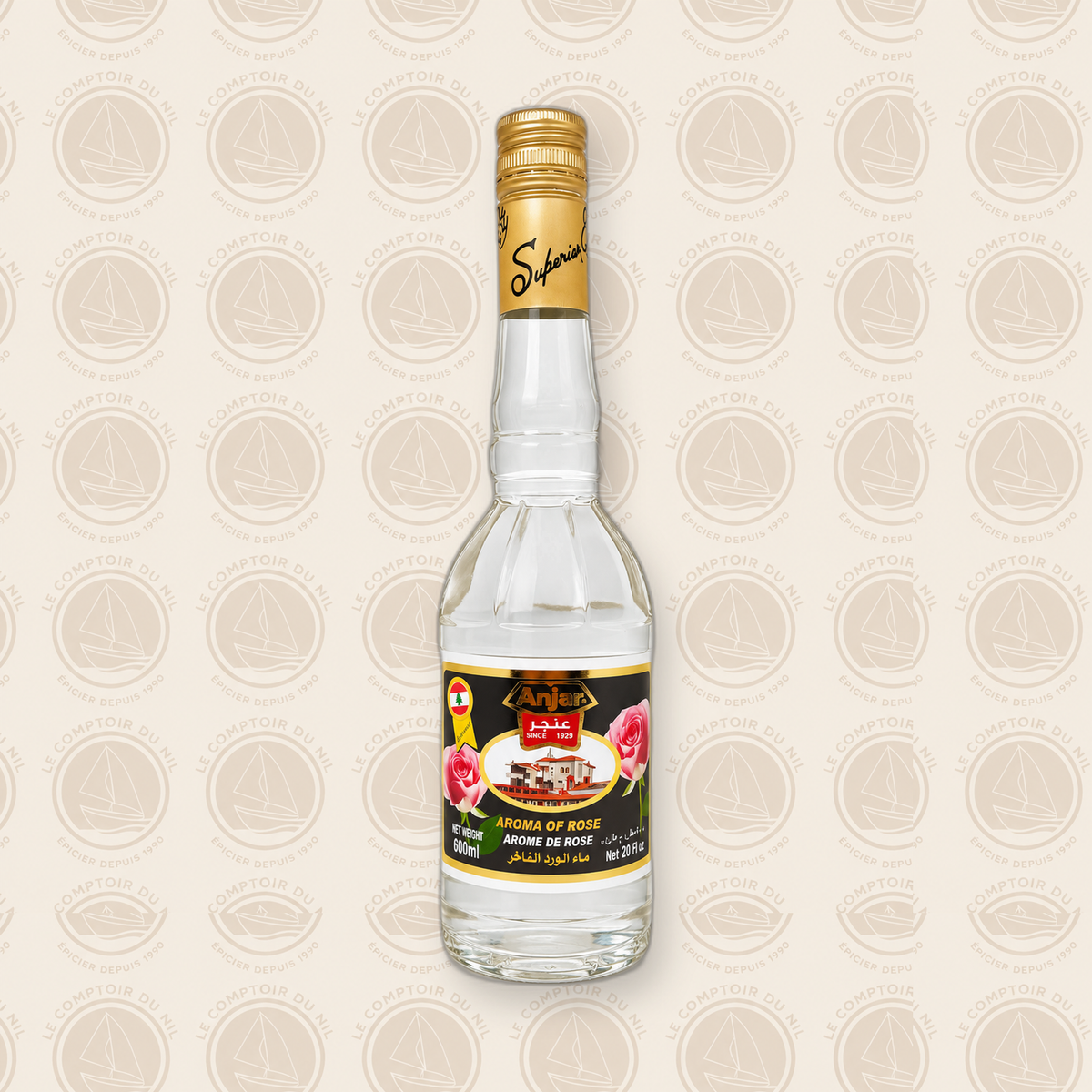 Anjar – Arôme de rose 300 ml / 600 ml | Eau florale naturelle pour pâtisserie et desserts ANJAR