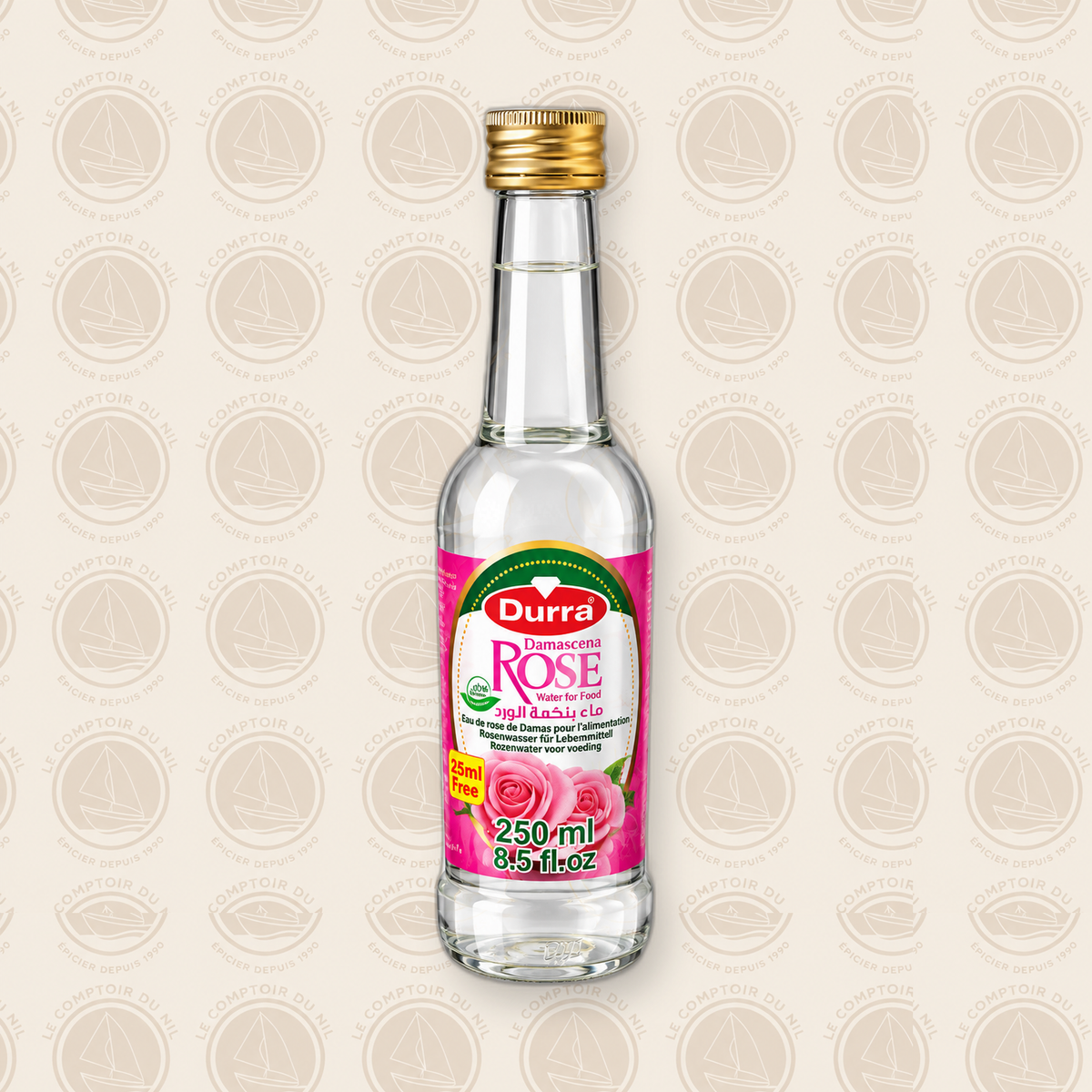 Durra – Eau de Rose 250ml | Arôme Naturel de Rose de Damas Le comptoir du Nil : produits orientaux en ligne