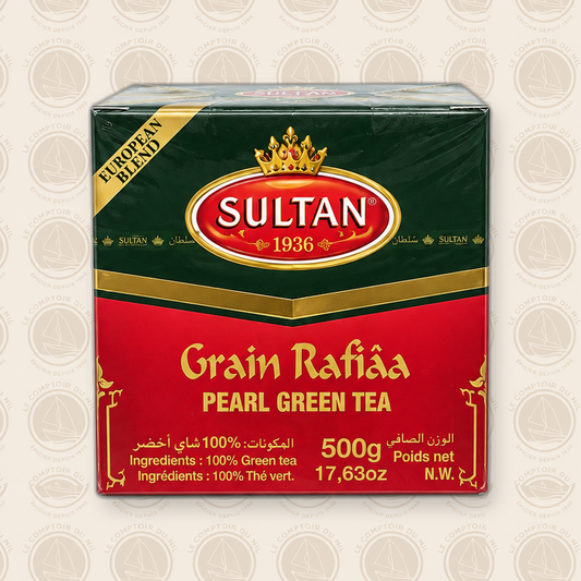 Thé Vert Sultan Grain Rafiaa – Thé Vert Marocain Premium en Grains – 500 g Le comptoir du Nil : produits orientaux en ligne