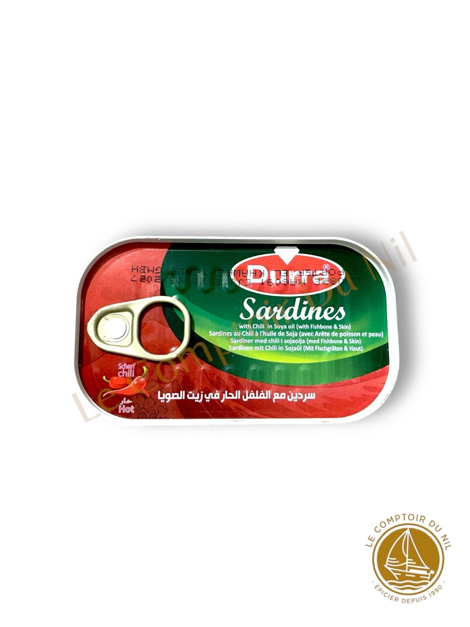 Durra – Sardines au Piment dans l’Huile de Soja 125g | Saveur Épicée & Méditerranéenne